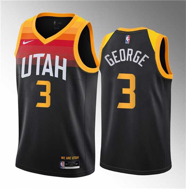 Mens Utah Jazz #3 Keyonte George Black 2023 Draft City Edition Stitched Basketball Jersey Dzhi